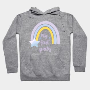 My first party quote, lettering, rainbow art, star baby shower Hoodie